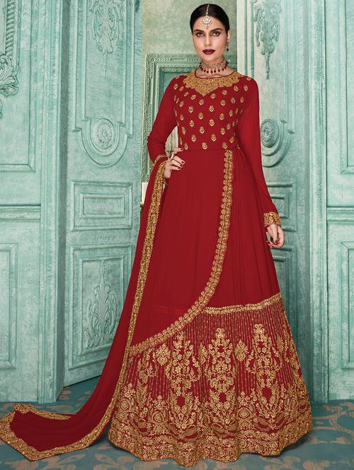 embroidered suits semi-stitched suit - 16739419 - Standard Image - 1