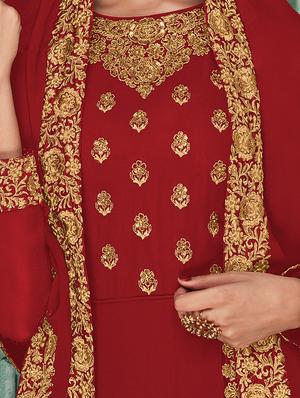embroidered suits semi-stitched suit - 16739419 - Standard Image - 2