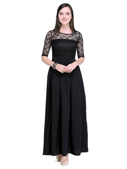 round neck floral lace maxi dress - 16739437 - Standard Image - 1