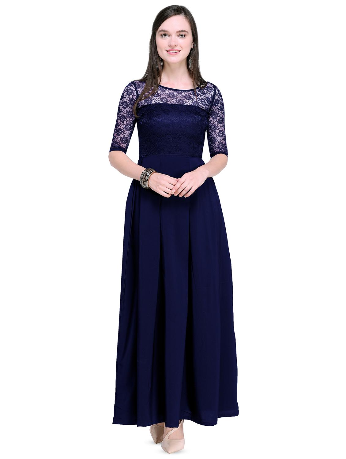 round neck floral lace maxi dress - 16739438 - Zoom Image - 1