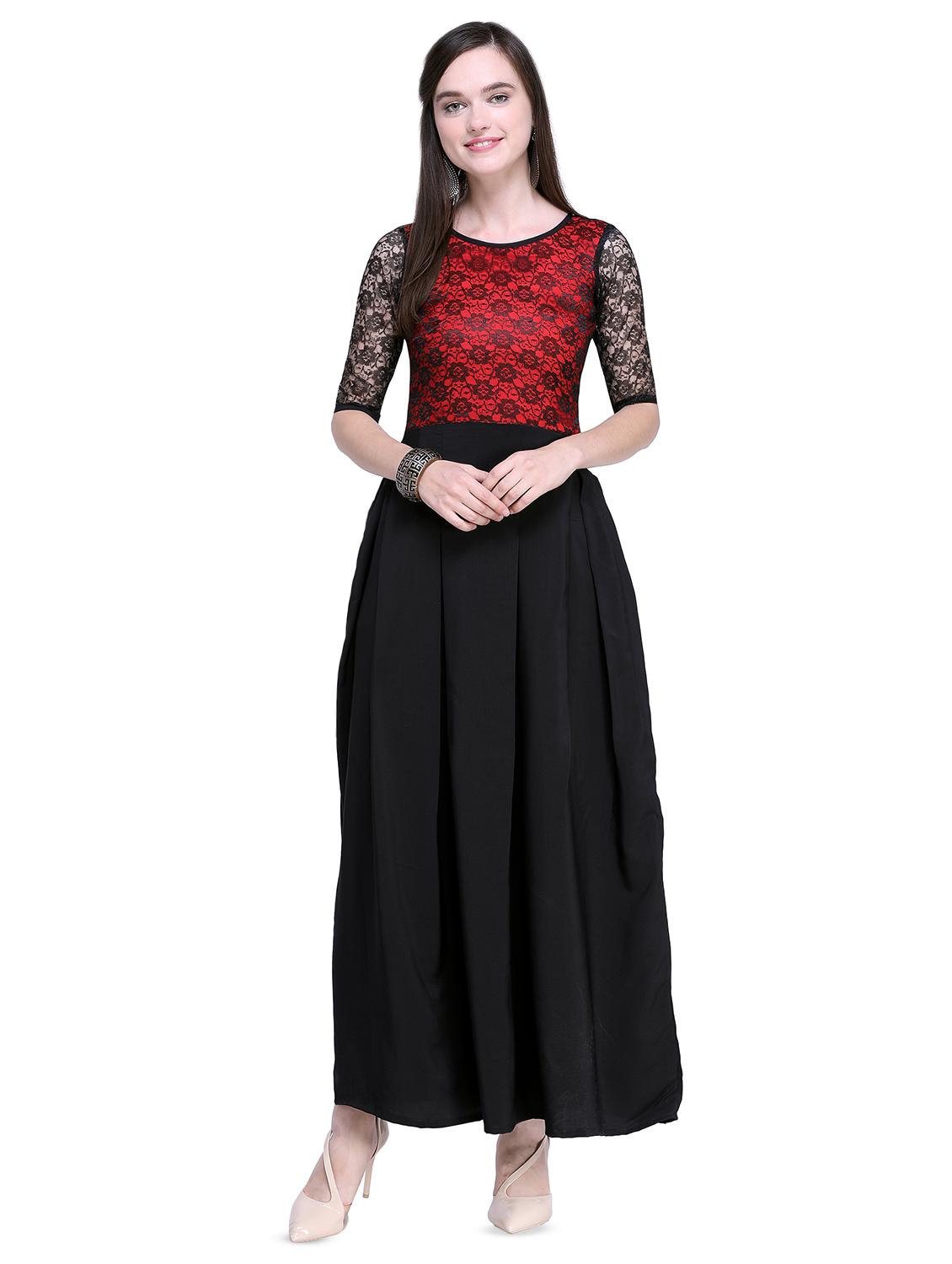 round neck floral lace maxi dress - 16739439 - Zoom Image - 1