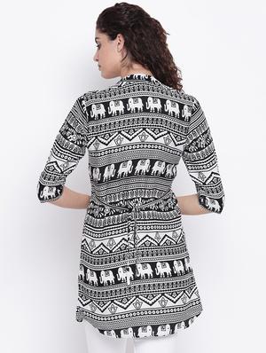 mandarin neck button up tunic - 16740141 - Standard Image - 3