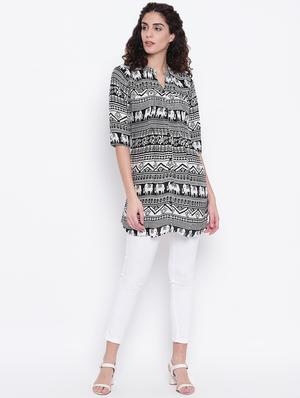 mandarin neck button up tunic - 16740141 - Standard Image - 4