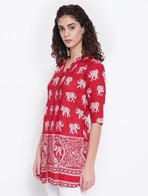 mandarin neck button up tunic - 16740142 - Standard Image - 2