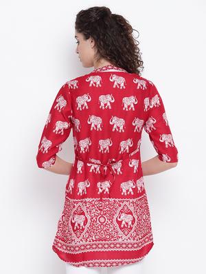 mandarin neck button up tunic - 16740142 - Standard Image - 3