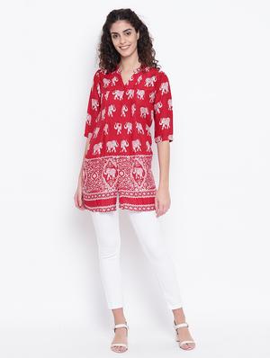 mandarin neck button up tunic - 16740142 - Standard Image - 4