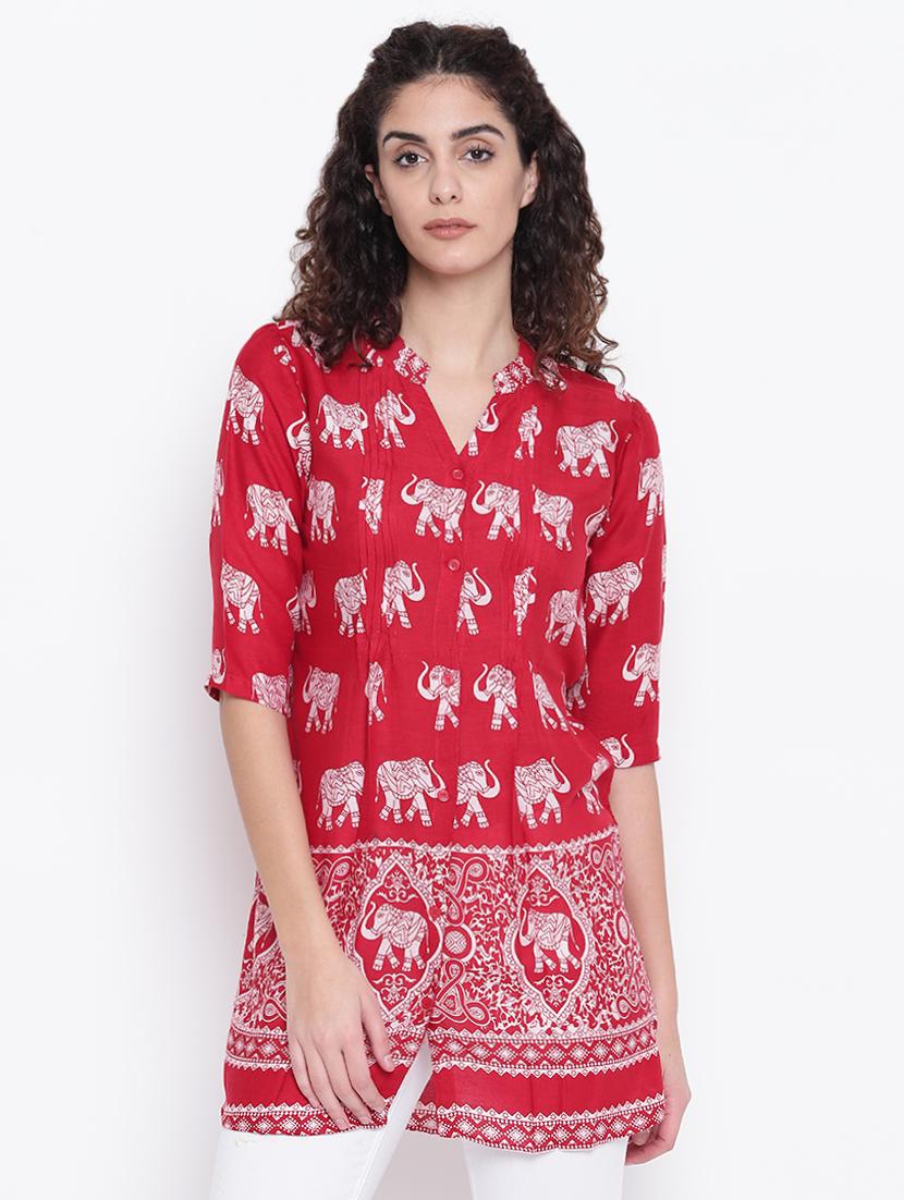 mandarin neck button up tunic - 16740142 - Zoom Image - 1