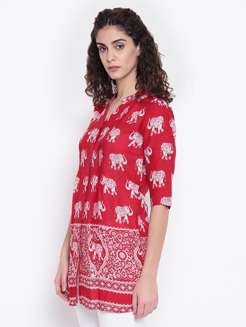 mandarin neck button up tunic - 16740142 - Zoom Image - 2