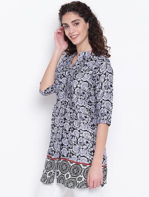 mandarin neck button up tunic - 16740143 - Standard Image - 2