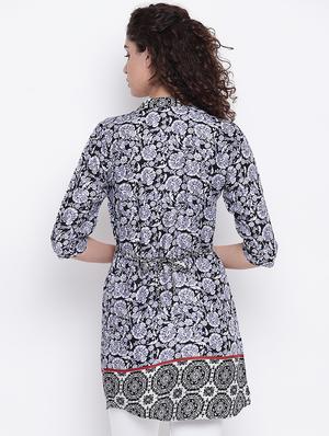 mandarin neck button up tunic - 16740143 - Standard Image - 3