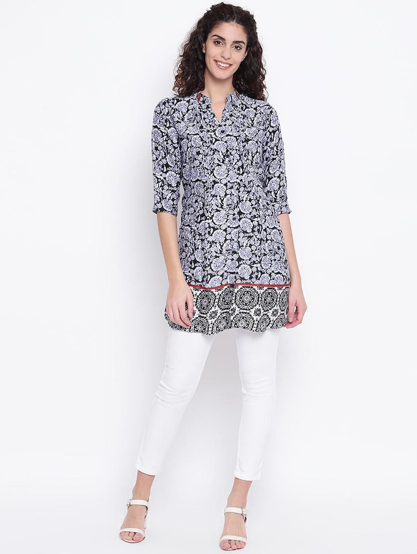 mandarin neck button up tunic - 16740143 - Zoom Image - 4