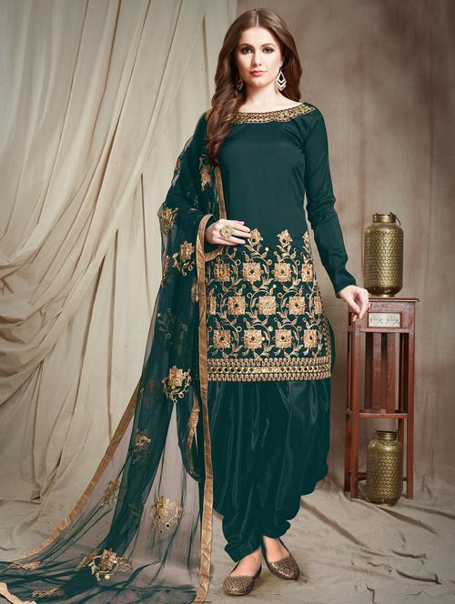 embroidered suits semi-stitched suit - 16740270 - Standard Image - 1
