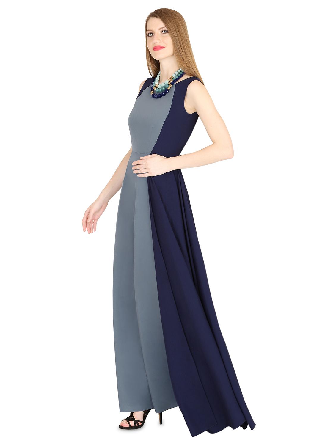 round neck color block maxi dress - 16740281 - Zoom Image - 2