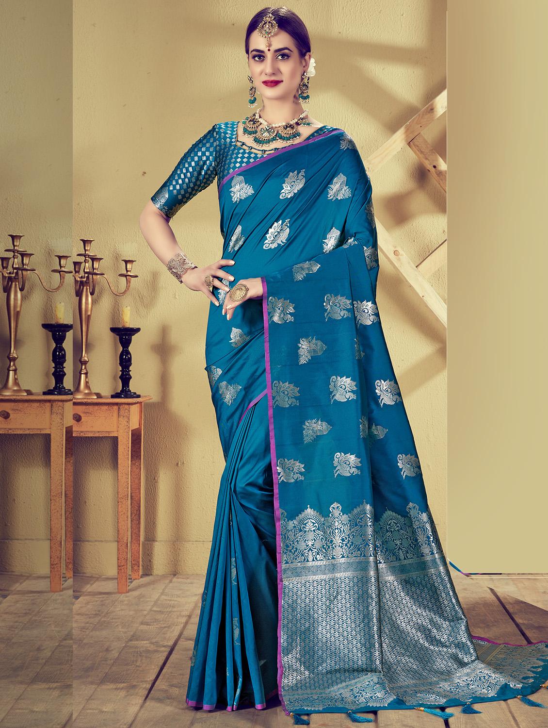 self design woven saree with blouse - 16740323 - Zoom Image - 1
