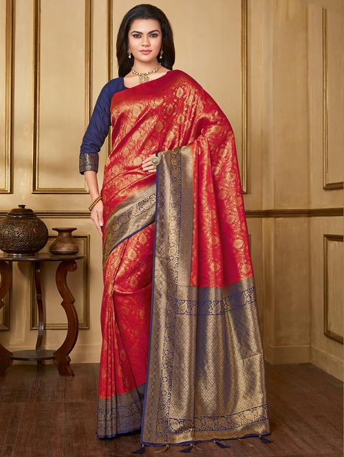self design banarasi saree with blouse - 16740342 - Standard Image - 1