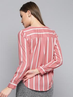 v neck striped shirt - 16740428 - Standard Image - 3