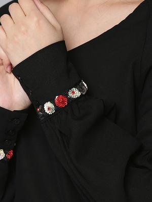v neck embellished bishop sleeved top - 16740431 - Standard Image - 5