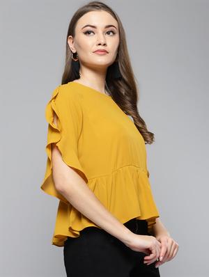 round neck ruffle detail top - 16740433 - Standard Image - 2