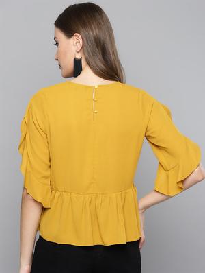 round neck ruffle detail top - 16740433 - Standard Image - 3