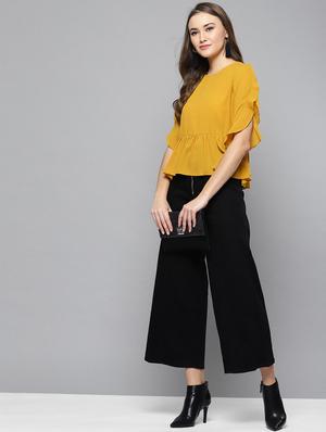 round neck ruffle detail top - 16740433 - Standard Image - 4