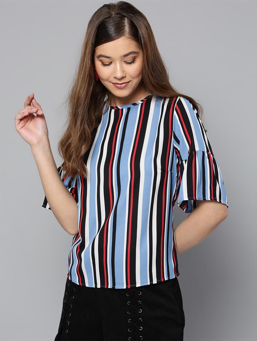 bell sleeved striped top - 16740436 - Zoom Image - 1