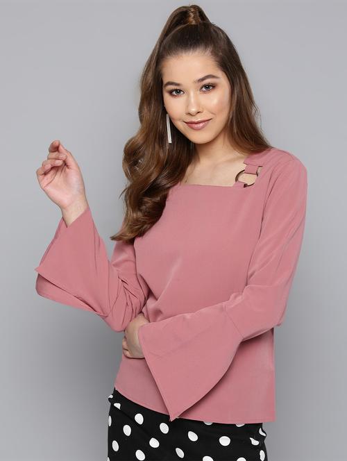 bell sleeved buckle detail top - 16740439 - Standard Image - 1
