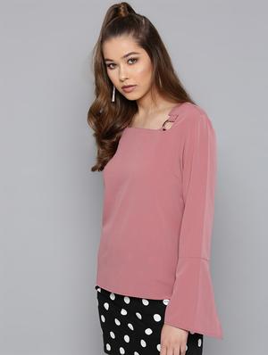 bell sleeved buckle detail top - 16740439 - Standard Image - 2