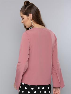 bell sleeved buckle detail top - 16740439 - Standard Image - 3
