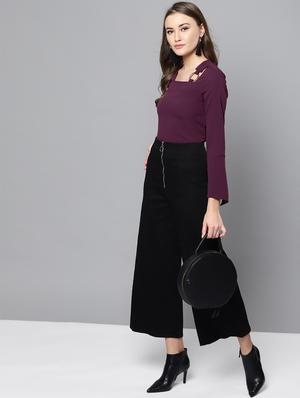 bell sleeved buckle detail top - 16740440 - Standard Image - 4