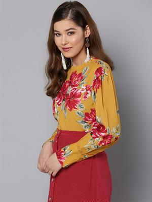 frill trim floral top - 16740441 - Standard Image - 2