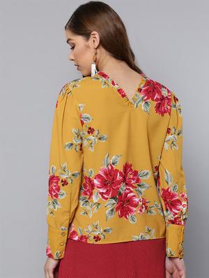 frill trim floral top - 16740441 - Standard Image - 3