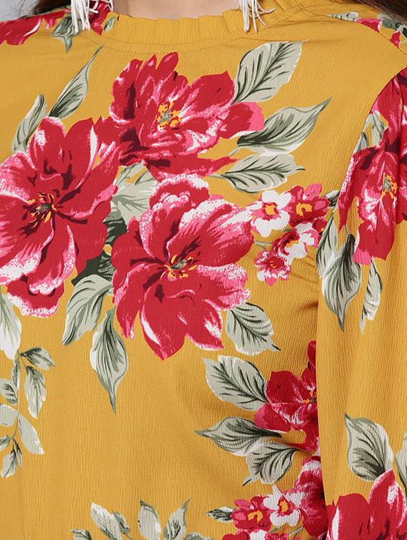 frill trim floral top - 16740441 - Zoom Image - 5