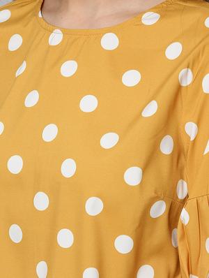 round neck bishop sleeved polka dots top - 16740448 - Standard Image - 4