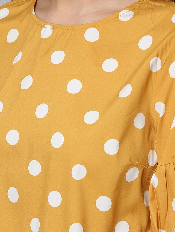 round neck bishop sleeved polka dots top - 16740448 - Zoom Image - 4