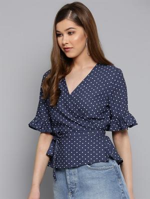 tie knot polka dots wrap top - 16740451 - Standard Image - 2