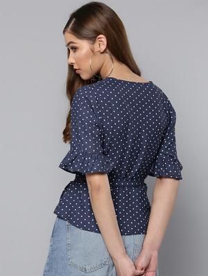 tie knot polka dots wrap top - 16740451 - Standard Image - 3