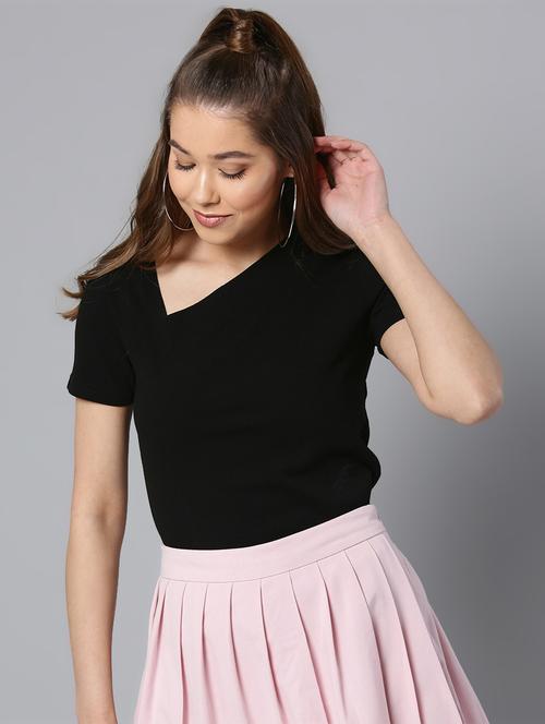 asymmetric neck solid top - 16740459 - Very Small Image - 1