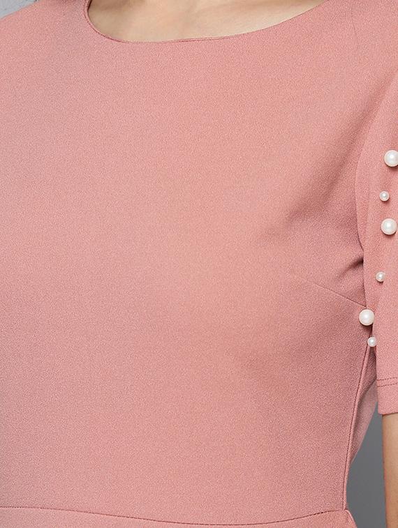 embellished sleeved solid peplum top - 16740462 - Zoom Image - 4