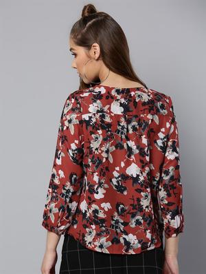 v neck bishop sleeved floral shirt - 16740475 - Standard Image - 3