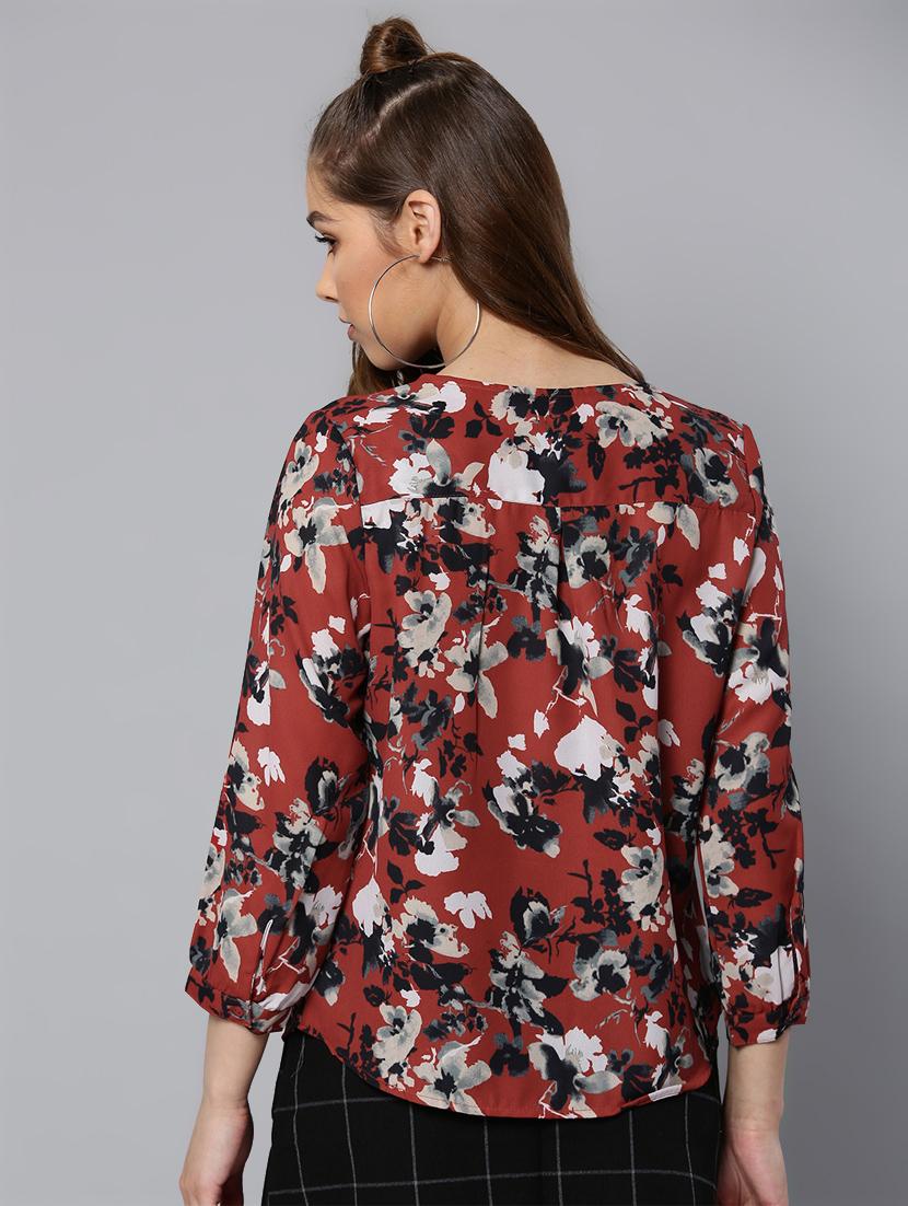 v neck bishop sleeved floral shirt - 16740475 - Zoom Image - 3