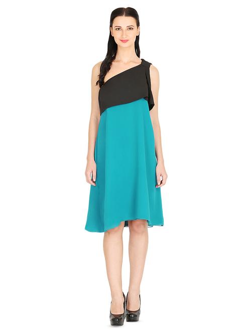 single shoulder color block a-line dress - 16740498 - Standard Image - 1
