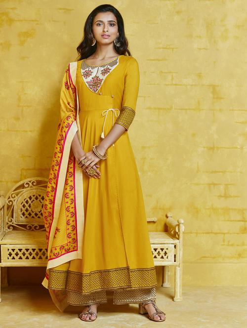 embroidered angrakha suit set - 16740627 - Standard Image - 1