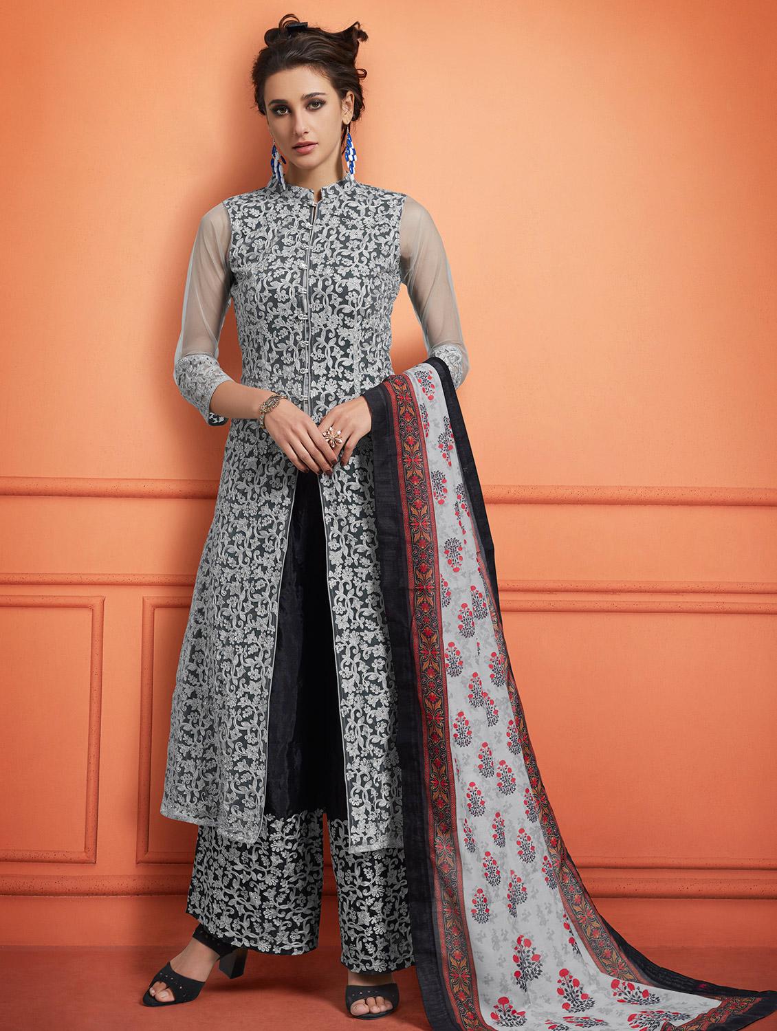 embroidered a-line suit set - 16740637 - Zoom Image - 1