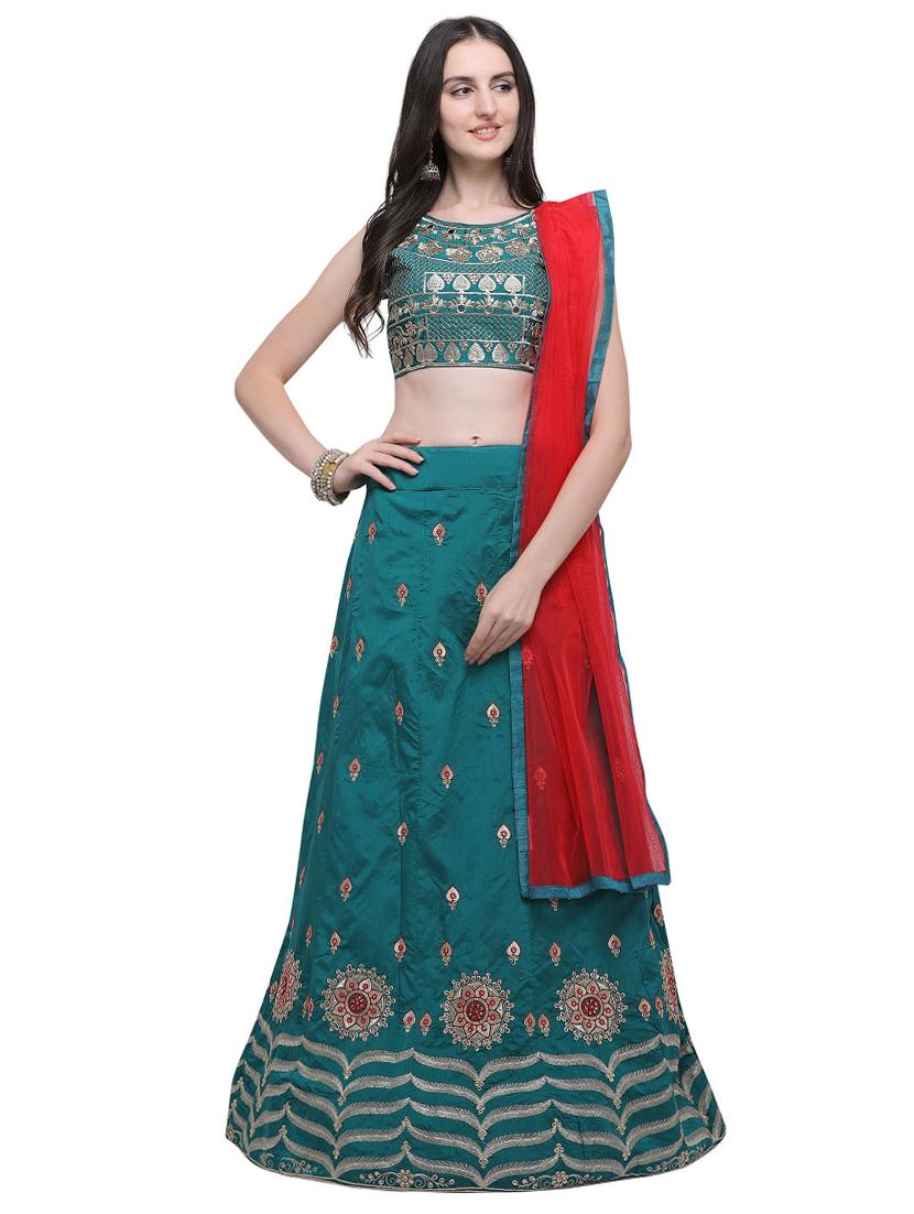 embroidered a-line lehenga - 16740799 - Zoom Image - 1