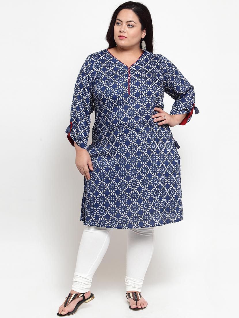 indigo straight kurta - 16740879 - Zoom Image - 1