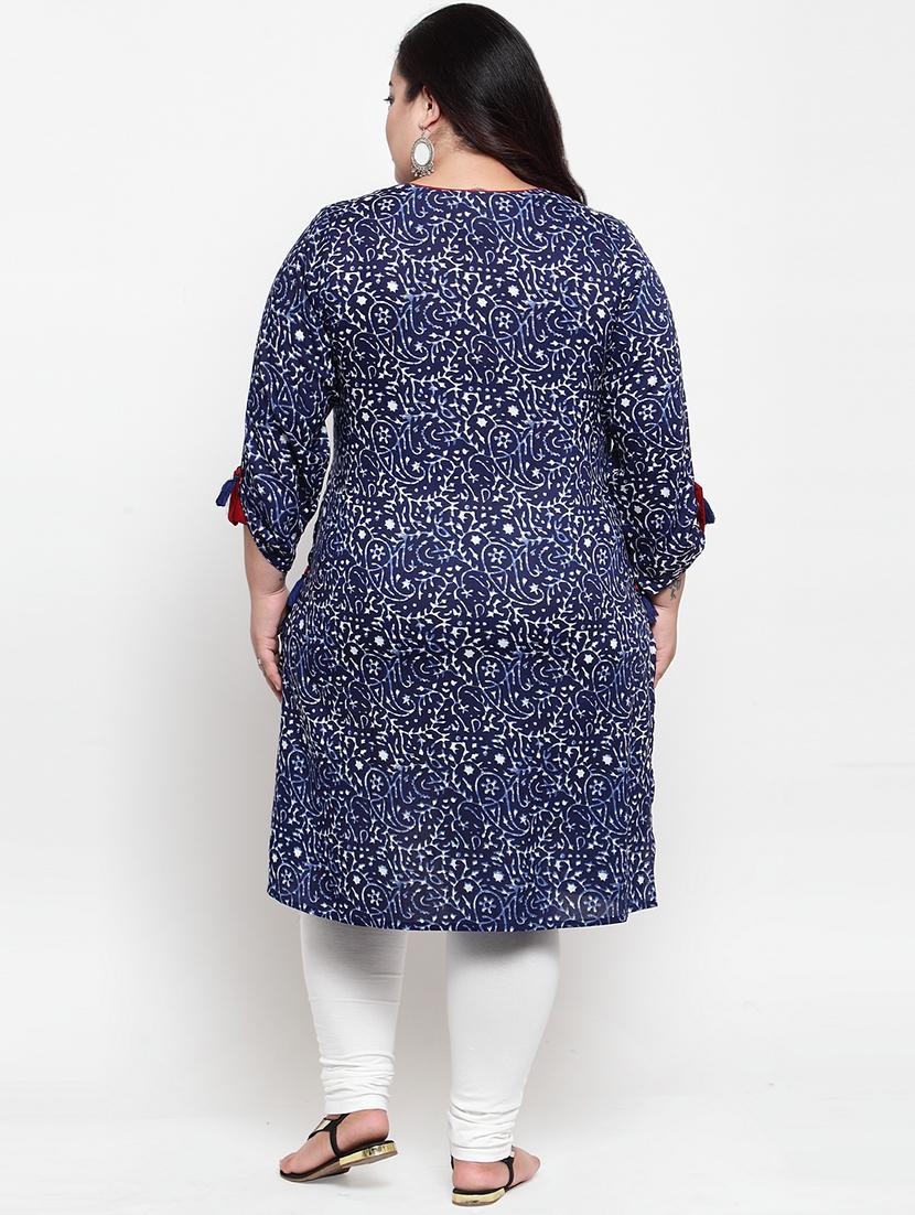 indigo straight kurta - 16740881 - Zoom Image - 3