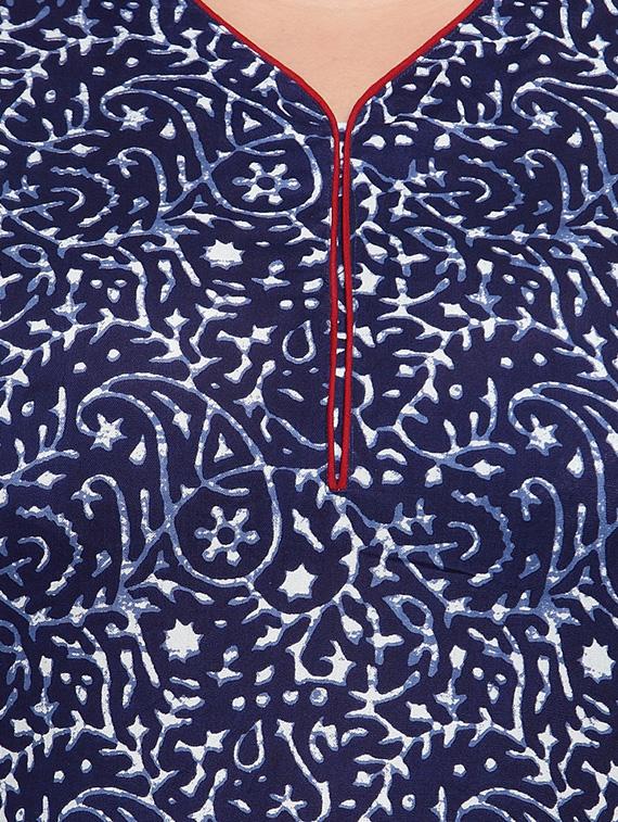 indigo straight kurta - 16740881 - Zoom Image - 4