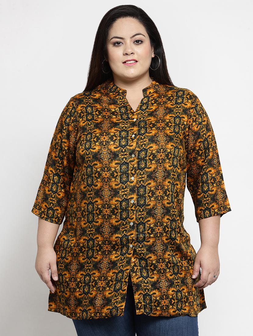 mandarin neck abstract plus tunic - 16740889 - Zoom Image - 1
