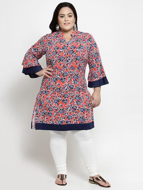 red polyester plus kurta - 16740890 - Standard Image - 1