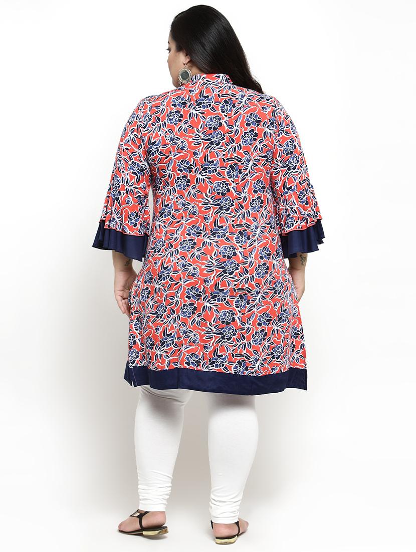 red polyester plus kurta - 16740890 - Zoom Image - 3
